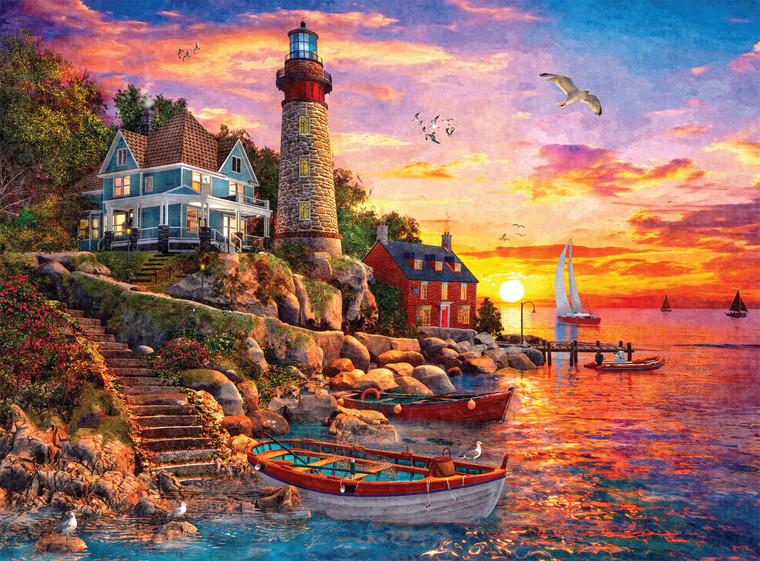 Dominic Davison: Sunset at Lighthouse Bay 1000 Piece Puzzle Dominic Davison: Sunset at Lighthouse Bay 1000 Piece Puzzle