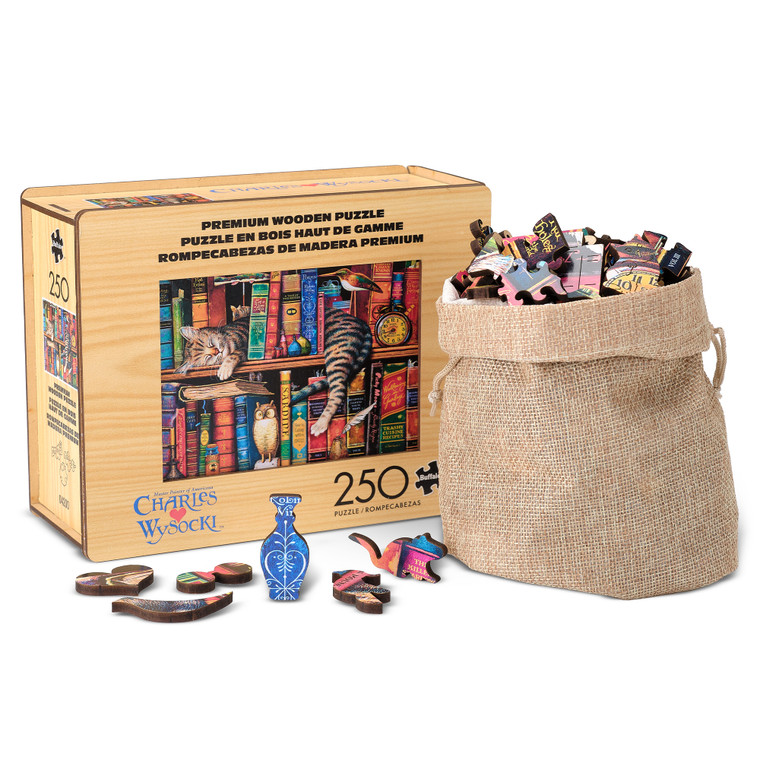 Wood Puzzle: Charles Wysocki: Frederick the Literate-Whimsy Pieces 250 Piece Puzzle Wood Puzzle: Charles Wysocki: Frederick the Literate-Whimsy Pieces 250 Piece Puzzle