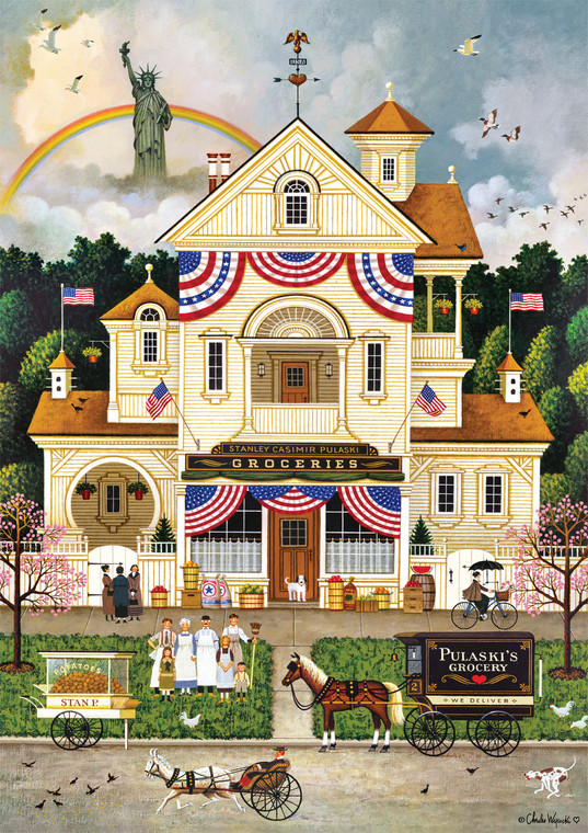 Charles Wysocki: AMERICANA: Lady Liberty's Independence Day Enterprising 500 Piece Puzzle Charles Wysocki: AMERICANA: Lady Liberty's Independence Day Enterprising 500 Piece Puzzle