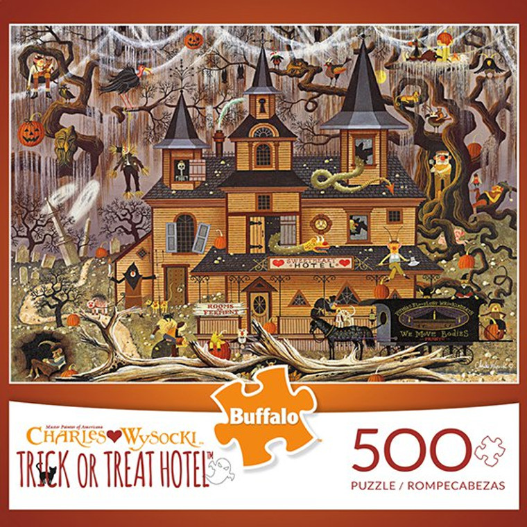 Charles Wysocki Trick or Treat Hotel 500 Piece Jigsaw Puzzle Box Charles Wysocki Trick or Treat Hotel 500 Piece Jigsaw Puzzle Box